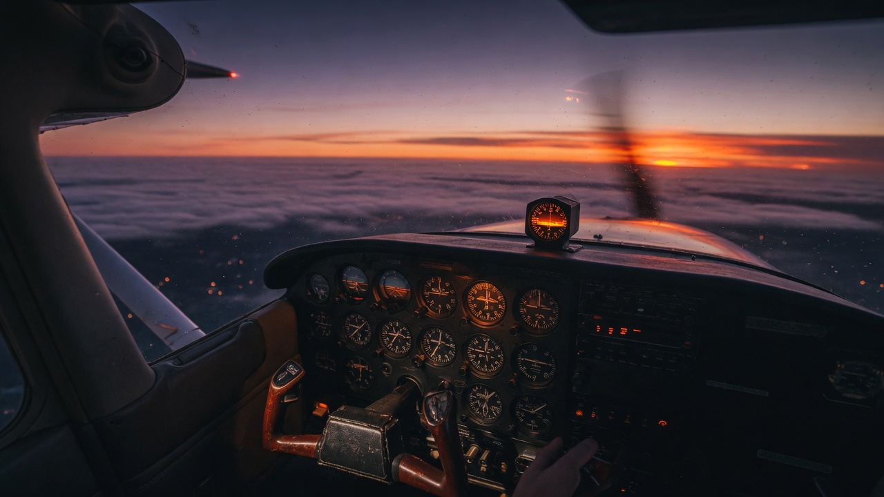 Sunset from the cockpit on this route